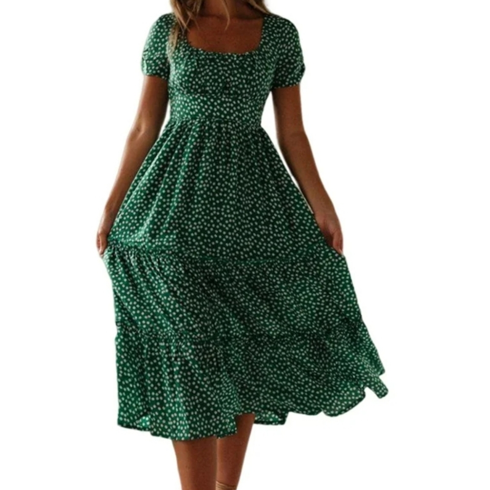 Shein Ditsy Floral Frill Trim A-line Dress